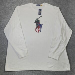 Polo Ralph Lauren Shirt Men's 3XLT White Embroidered Plaid Big Pony Logo Preppy